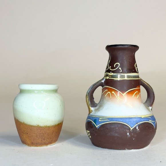 VTG 1950’s Satsuma Pottery Moriage Goldcastle & Occupied Japan Vase Lot Of 2 - Picture 3 of 5